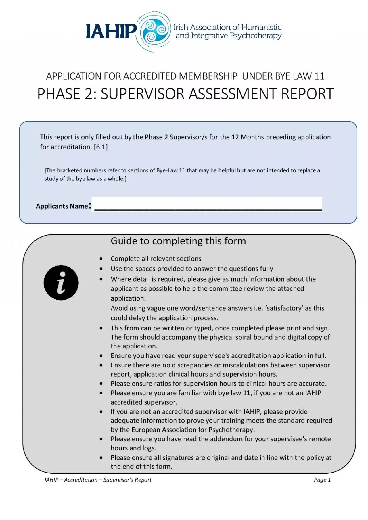 PDF-IAHIP Accreditation Supervisors Report Form