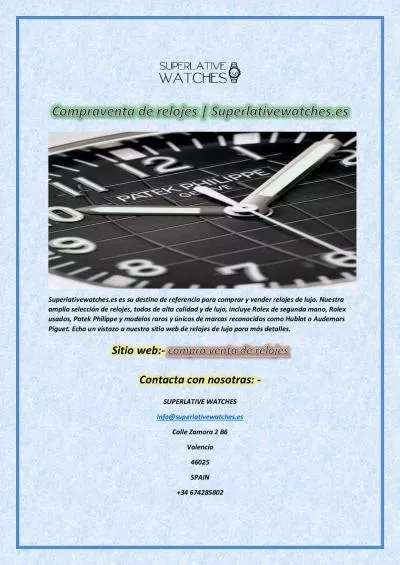 Compraventa de relojes | Superlativewatches.es