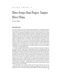 Three Gorges Dam Project, YangtzeRiver, Chinaeter H. GleickThe Three G