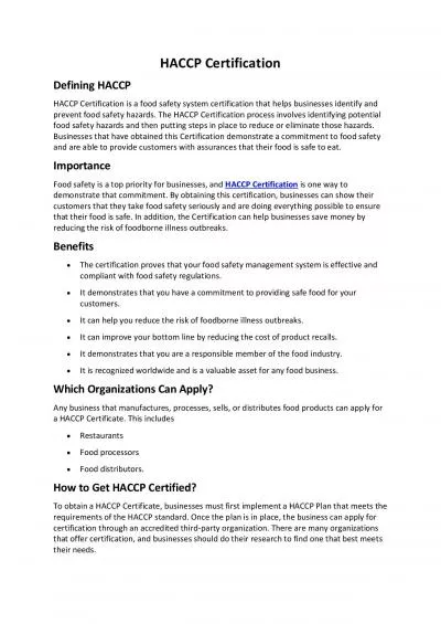 HACCP Certification