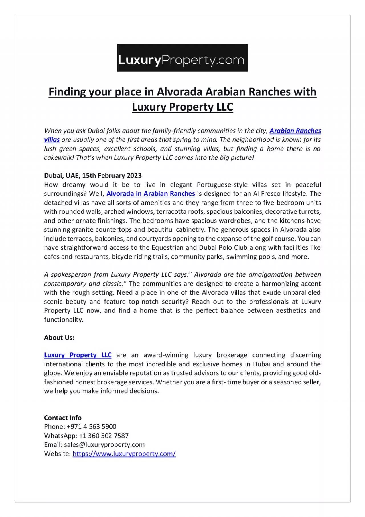 PDF-Finding your place in Alvorada Arabian Ranches with Luxury Property LLC