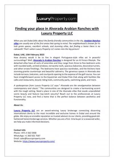 Finding your place in Alvorada Arabian Ranches with Luxury Property LLC