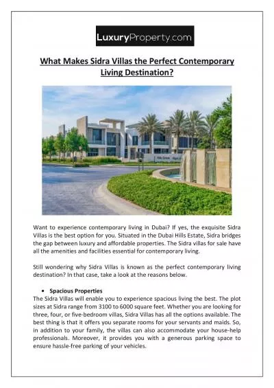 What Makes Sidra Villas the Perfect Contemporary Living Destination?