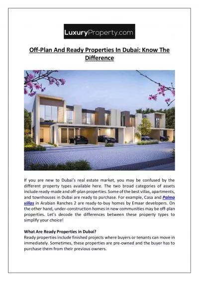 Off-Plan And Ready Properties In Dubai: Know The Difference