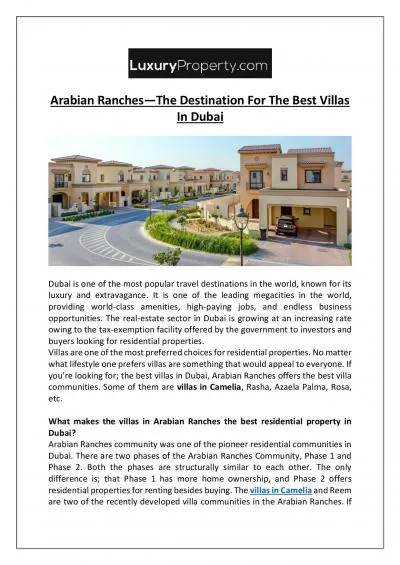 Arabian Ranches—The Destination For The Best Villas In Dubai