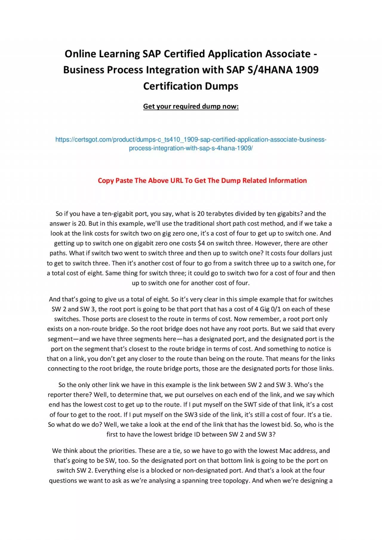 C_TS410_1909 - SAP Certified Application Associate - Business Process Integration with