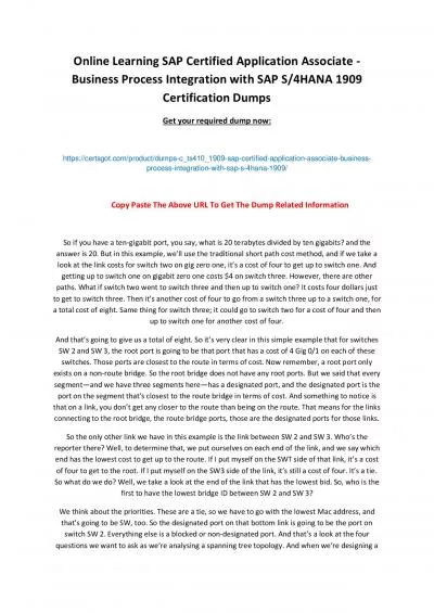 C_TS410_1909 - SAP Certified Application Associate - Business Process Integration with SAP S/4HANA 1909