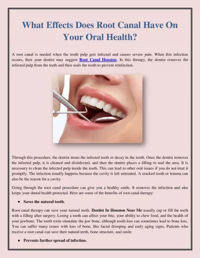 What Effects Does Root Canal Have On Your Oral Health?