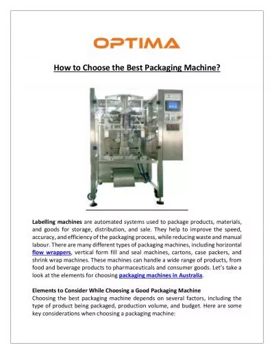 How to Choose the Best Packaging Machine?