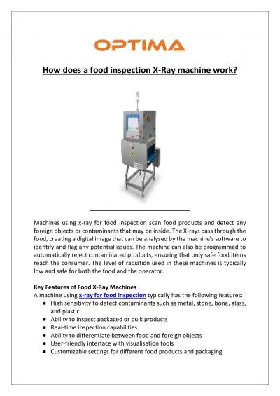How does a food inspection X-Ray machine work?