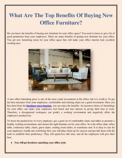 What Are The Top Benefits Of Buying New Office Furniture?