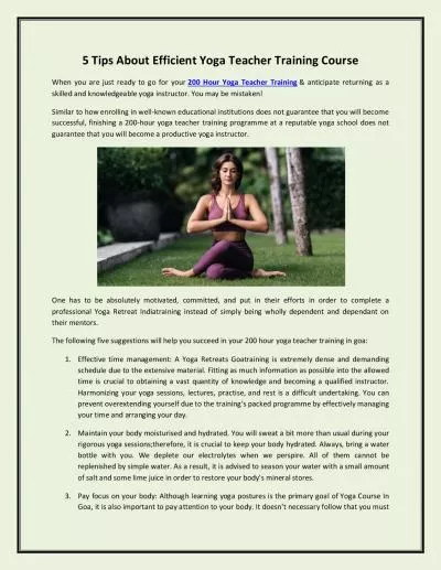 5 Tips About Efficient Yoga Teacher Training Course