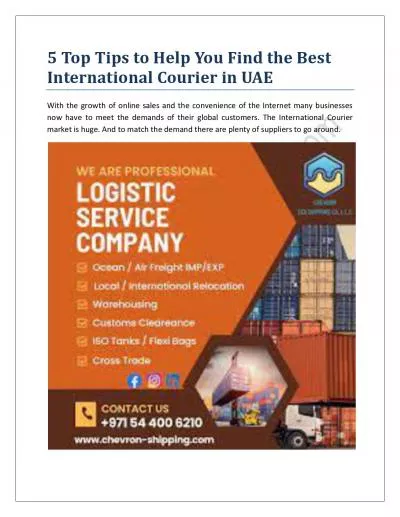 5 Top Tips to Help You Find the Best International Courier in UAE
