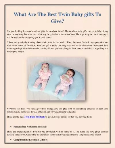 What Are The Best Twin Baby gifts To Give?