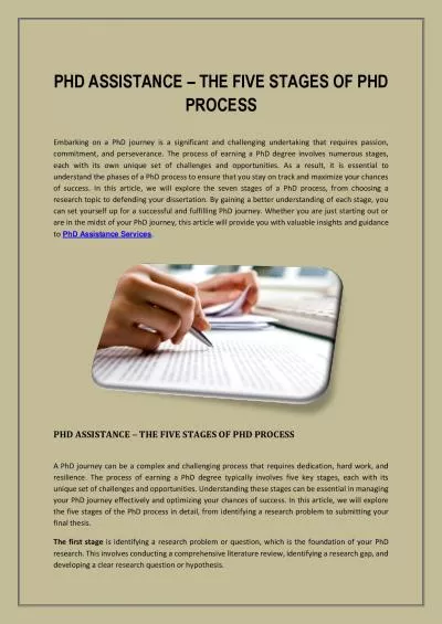 PHD ASSISTANCE – THE FIVE STAGES OF PHD PROCESS