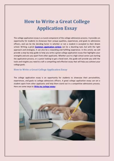 How to Write a Great College Application Essay