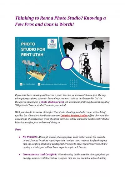 Thinking to Rent a Photo Studio? Knowing a Few Pros and Cons is Worth!
