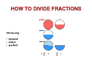 Introducing dividend divisor quotient HOW TO DIVIDE FRACTIONS Division is a form of subtraction