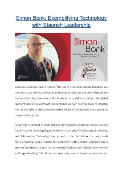 Simon Bonk: Exemplifying Technology with Staunch Leadership