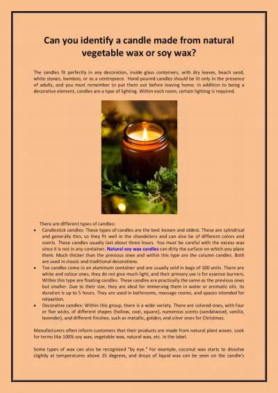 Can you identify a candle made from natural vegetable wax or soy wax?