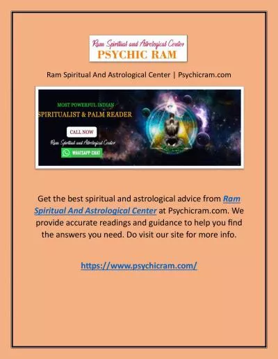 Ram Spiritual And Astrological Center | Psychicram.com