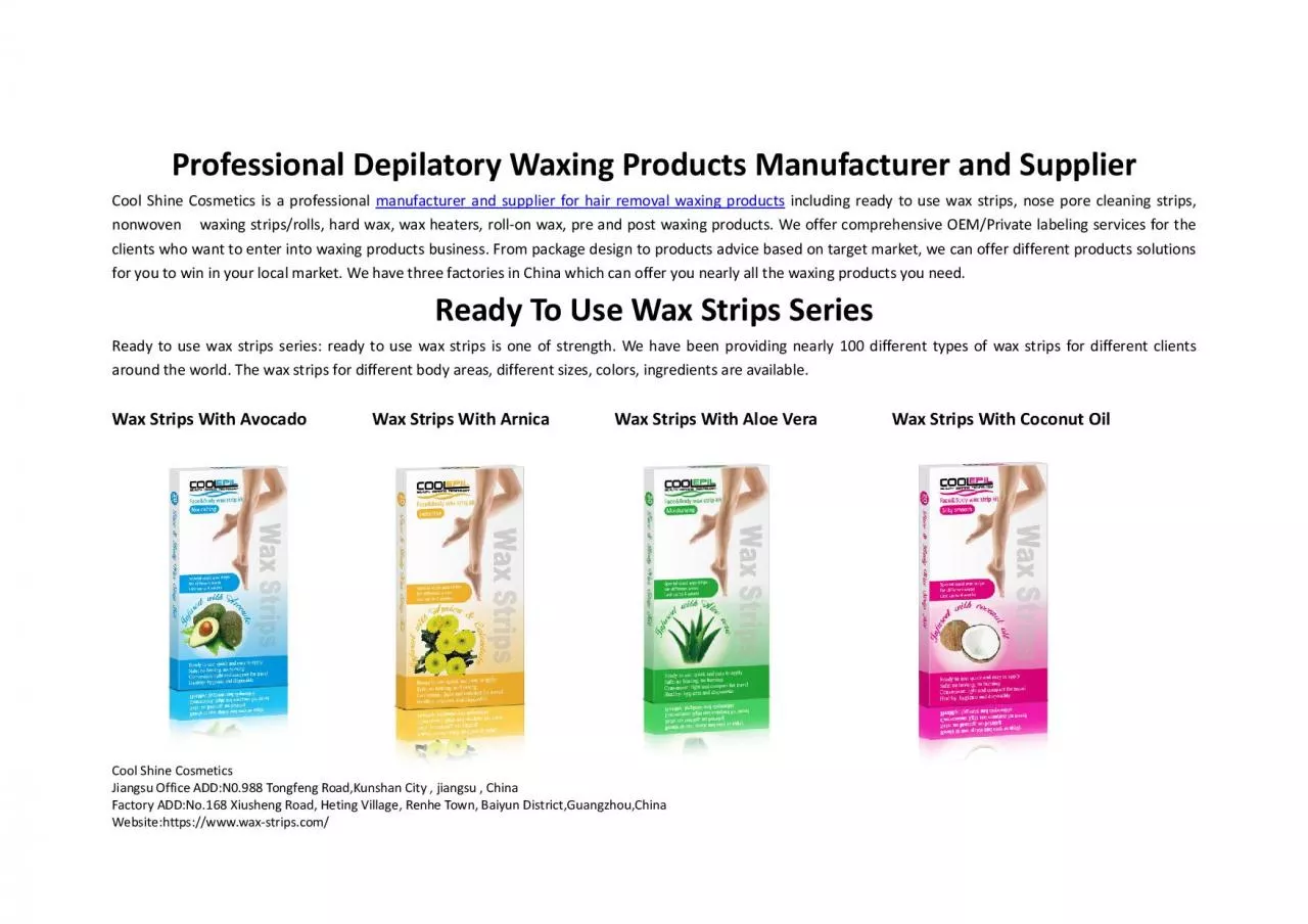 PDF-Depilatory waxing products manufacturer