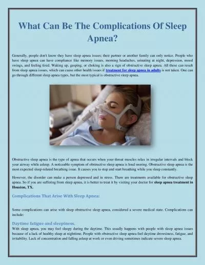 What Can Be The Complications Of Sleep Apnea?