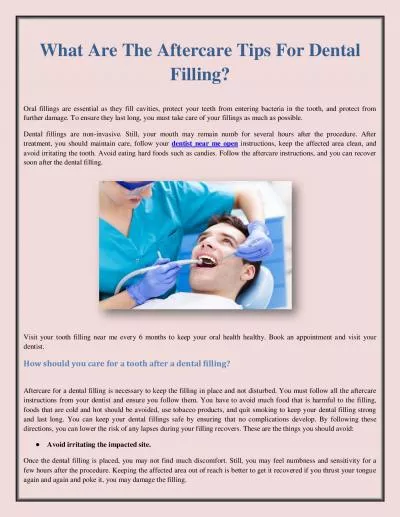 What Are The Aftercare Tips For Dental Filling?