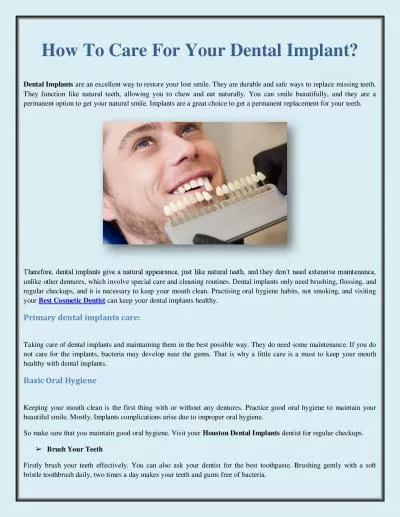 How To Care For Your Dental Implant?