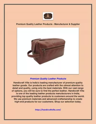 Premium Quality Leather Products - Manufacturer & Supplier