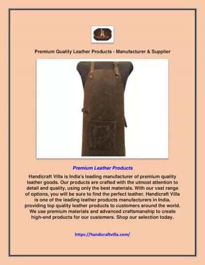 Premium Quality Leather Products - Manufacturer & Supplier