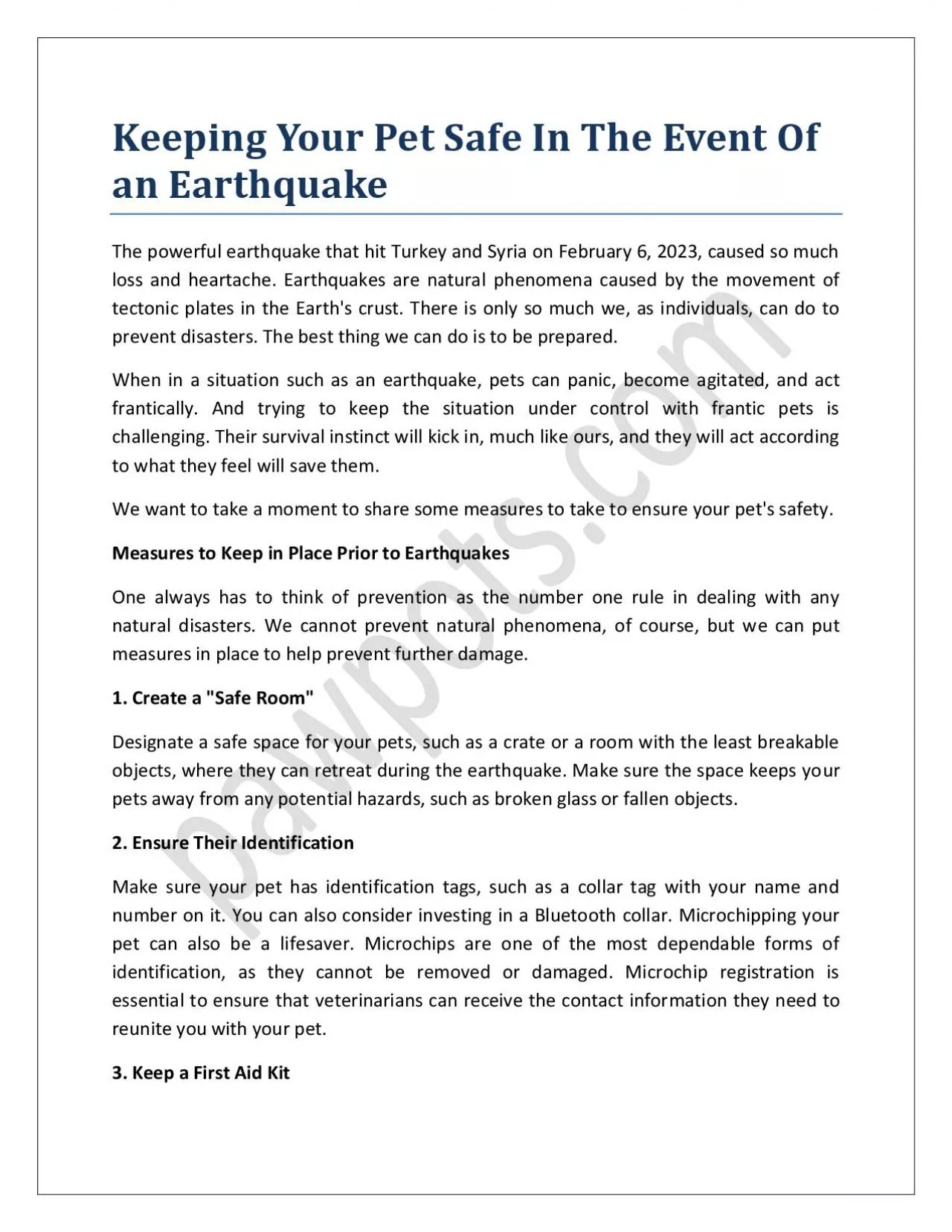Keeping Your Pet Safe In The Event Of an Earthquake