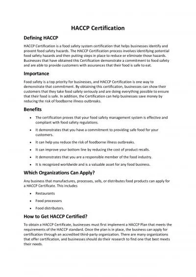 HACCP Certification