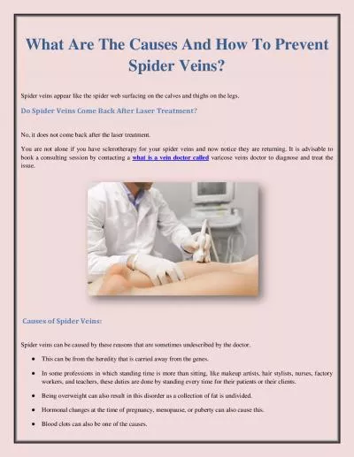 What Are The Causes And How To Prevent Spider Veins?