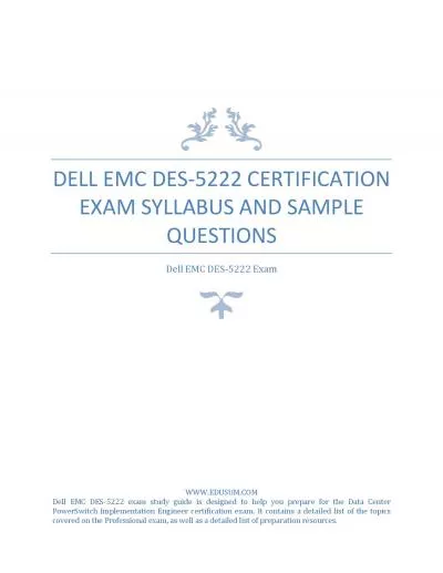 Dell EMC DES-5222 Certification Exam Syllabus and Sample Questions