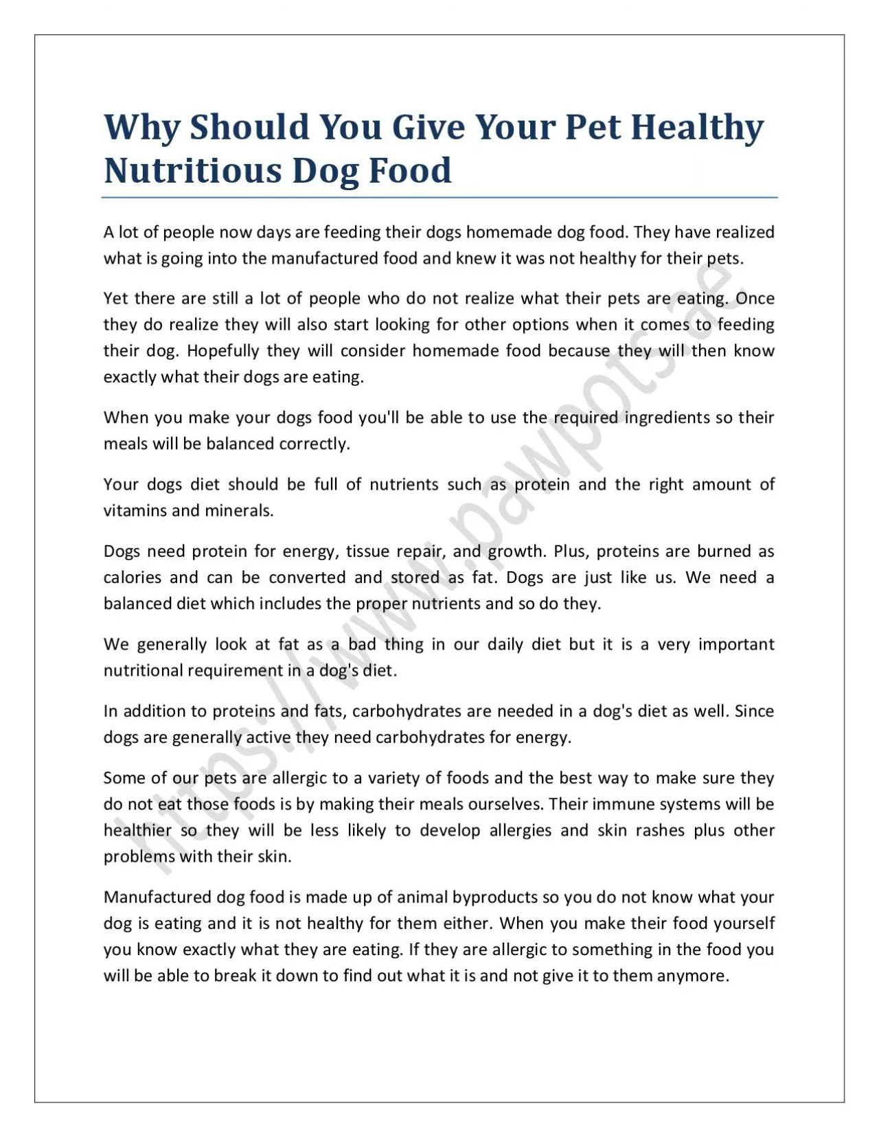 Why Should You Give Your Pet Healthy Nutritious Dog Food
