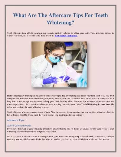 What Are The Aftercare Tips For Teeth Whitening?