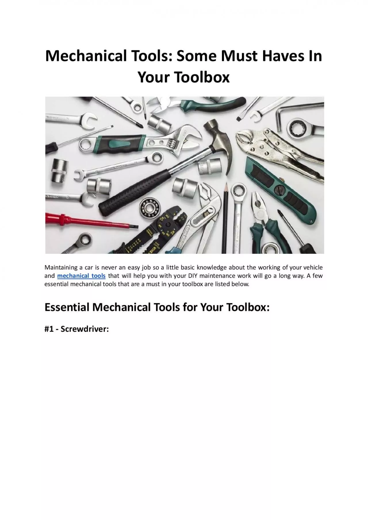 Mechanical Tools: Some Must Haves In Your Toolbox