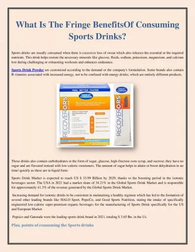 What Is The Fringe BenefitsOf Consuming Sports Drinks?