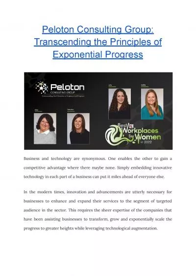 Peloton Consulting Group: Transcending the Principles of Exponential Progress