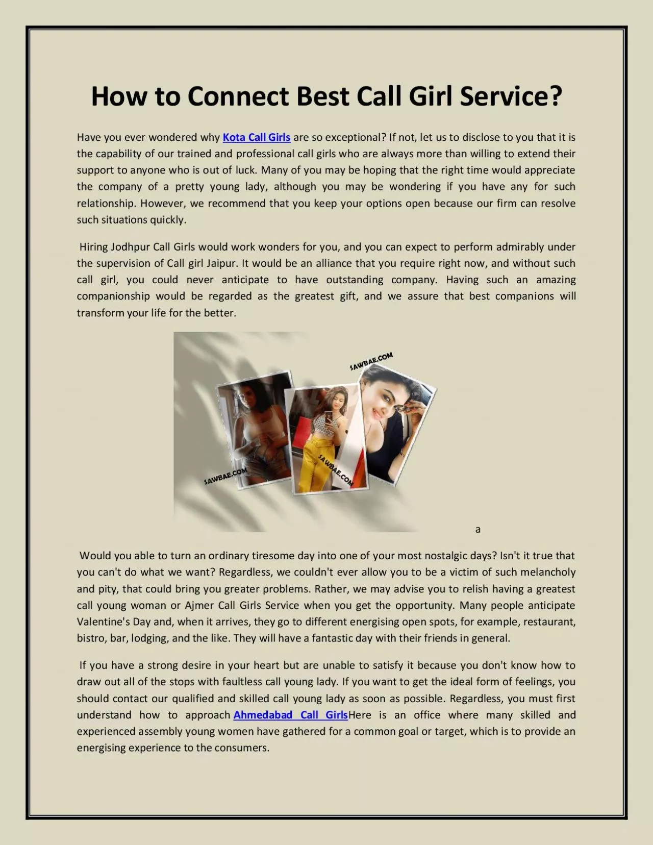 How to Connect Best Call Girl Service?