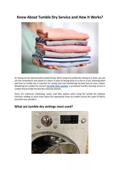 Know About Tumble Dry Service and How It Works - Hello Laundry
