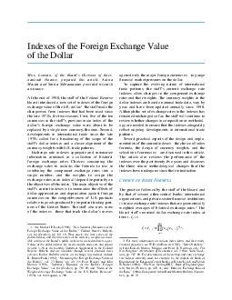 Indexes of the Foreign Exchange Value of the Dollar Mico Loretan of the Boards Division