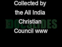 Collected by the All India Christian Council www
