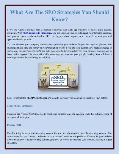 What Are The SEO Strategies You Should Know?