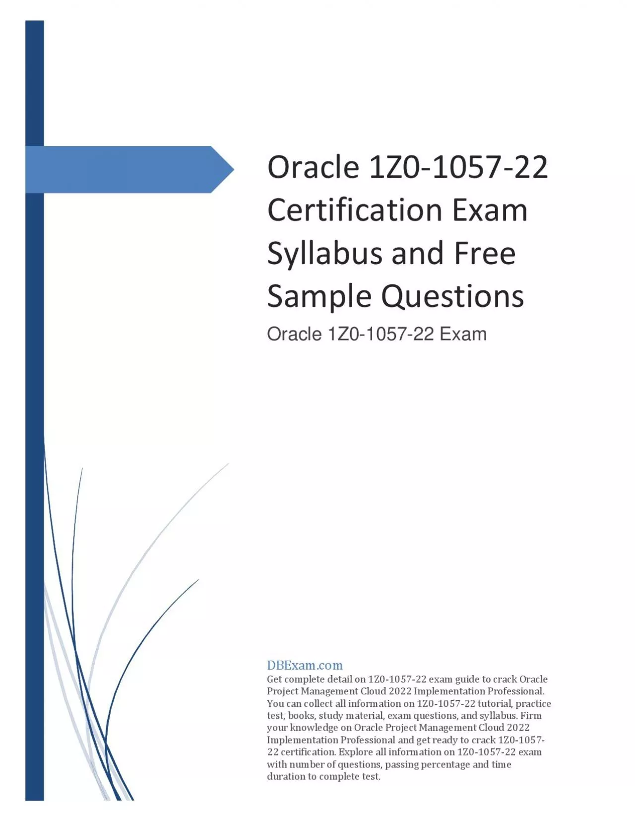 Oracle 1Z0-1057-22 Certification Exam Syllabus and Free Sample Questions