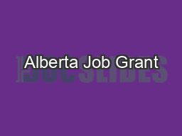 Alberta Job Grant