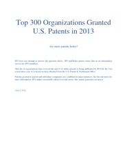 Top 300 Organizations Granted