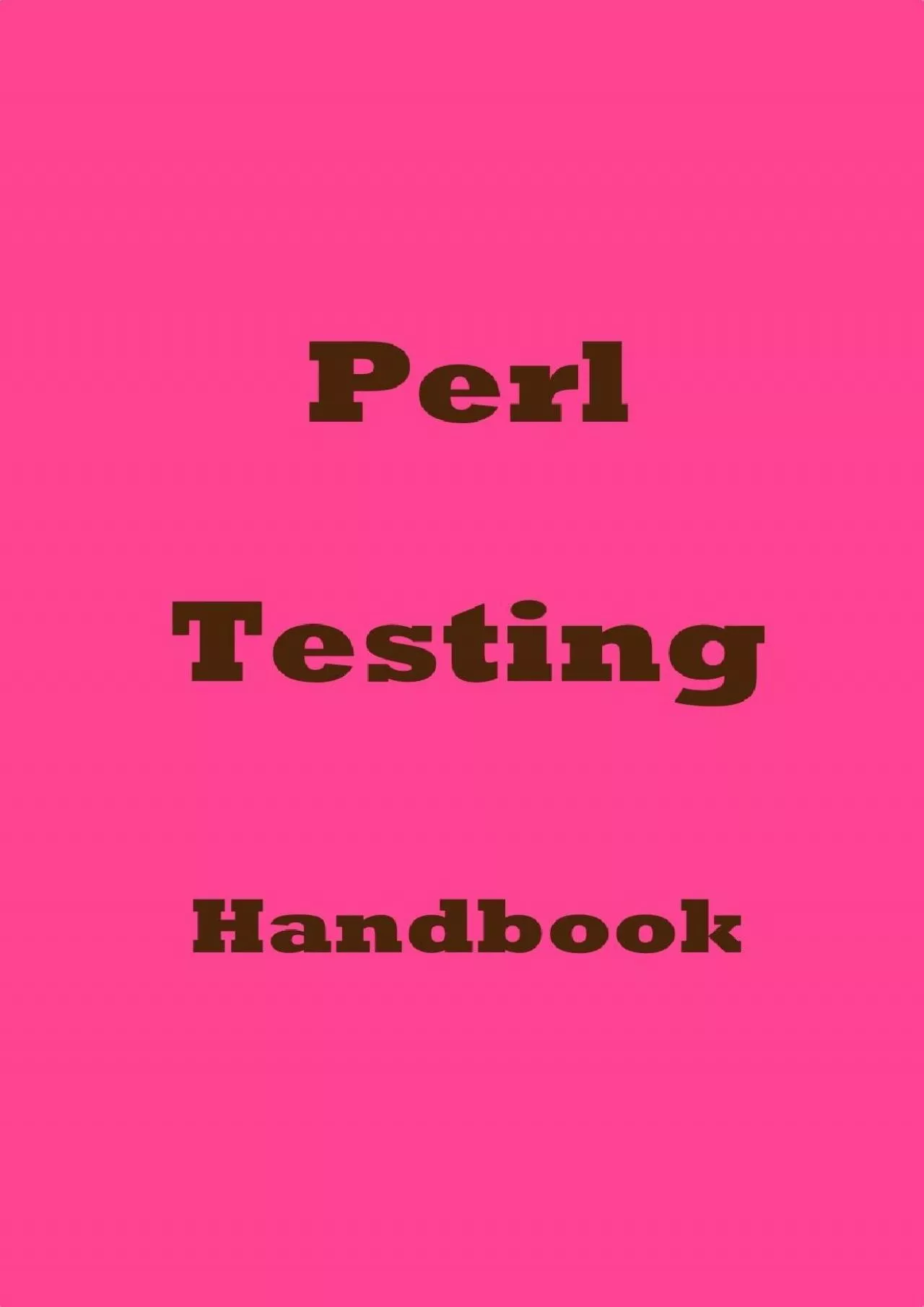 [READING BOOK]-Perl Testing Handbook (Japanese Edition)