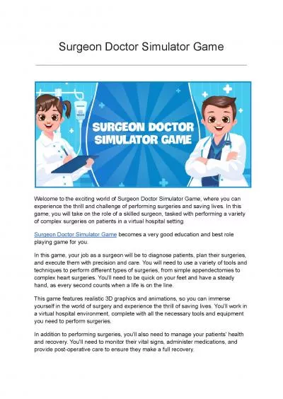 Surgeon Doctor Simulator Game - The Real Doctor Game!